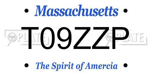 T09ZZP Massachusetts License Plate