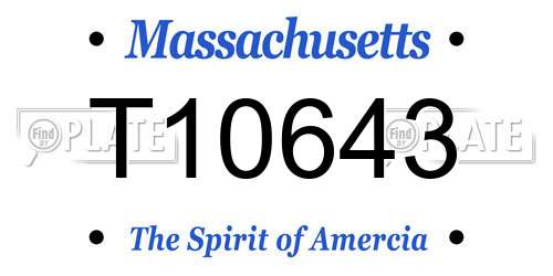 T10643 Massachusetts License Plate