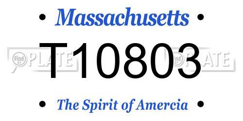 T10803 Massachusetts License Plate