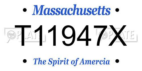 T11947X Massachusetts License Plate