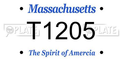 T1205 Massachusetts License Plate