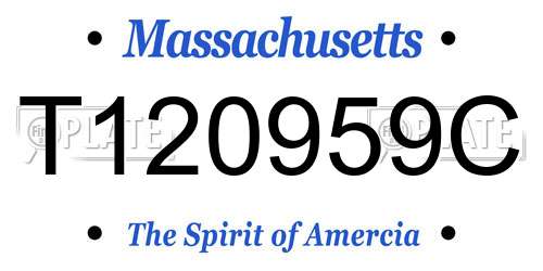 T120959C Massachusetts License Plate