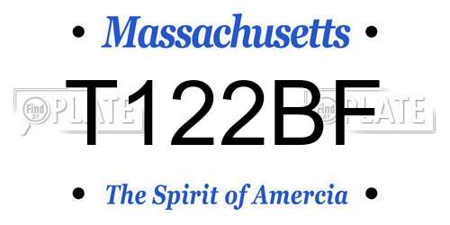 T122BF Massachusetts License Plate