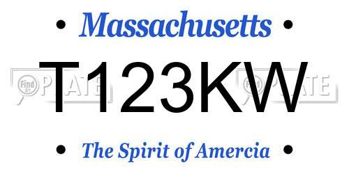 T123KW Massachusetts License Plate