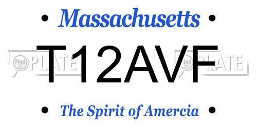 T12AVF Massachusetts License Plate
