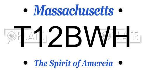 T12BWH Massachusetts License Plate
