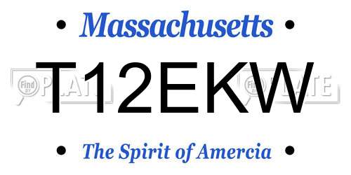 T12EKW Massachusetts License Plate