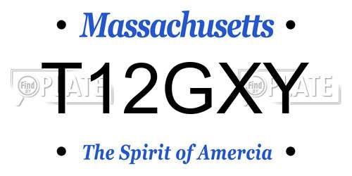 T12GXY Massachusetts License Plate