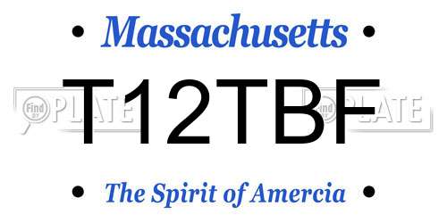 T12TBF Massachusetts License Plate