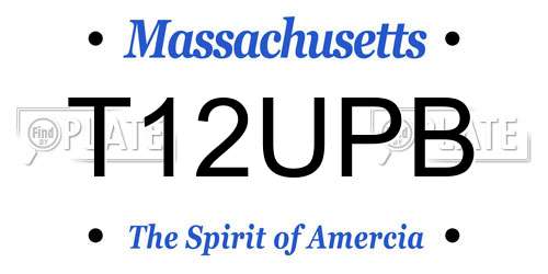 T12UPB Massachusetts License Plate