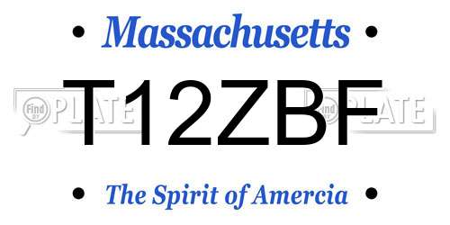 T12ZBF Massachusetts License Plate