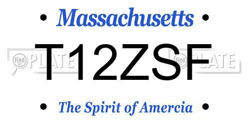 T12ZSF Massachusetts License Plate