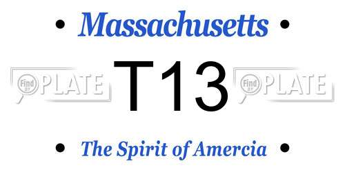 T13 Massachusetts License Plate