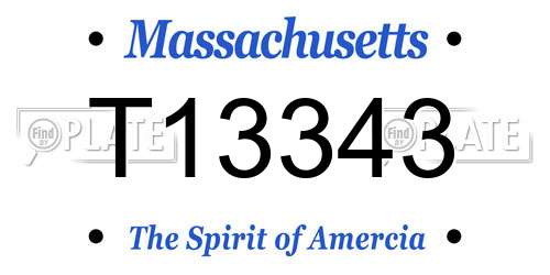 T13343 Massachusetts License Plate