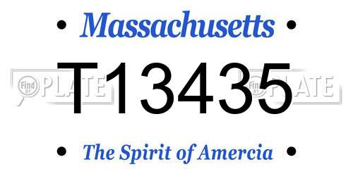 T13435 Massachusetts License Plate