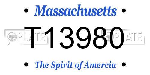 T13980 Massachusetts License Plate