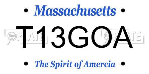 T13GOA Massachusetts License Plate