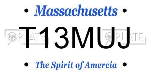 T13MUJ Massachusetts License Plate