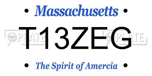 T13ZEG Massachusetts License Plate