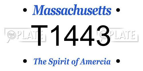 T1443 Massachusetts License Plate