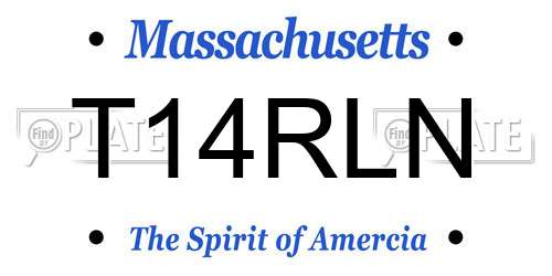 T14RLN Massachusetts License Plate