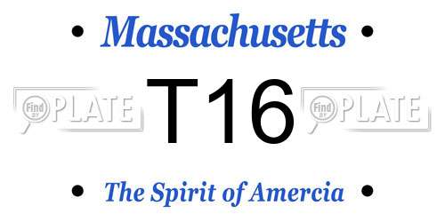 T16 Massachusetts License Plate