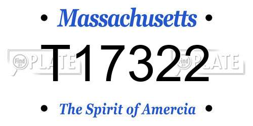 T17322 Massachusetts License Plate