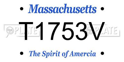 T1753V Massachusetts License Plate