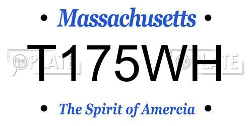T175WH Massachusetts License Plate