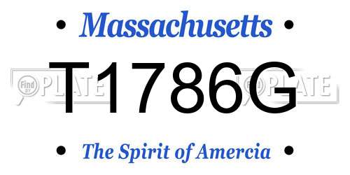 T1786G Massachusetts License Plate