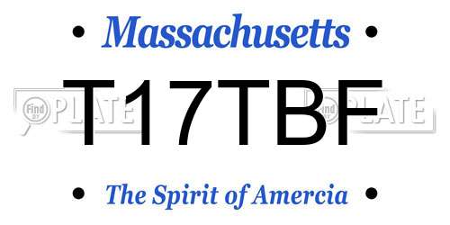 T17TBF Massachusetts License Plate