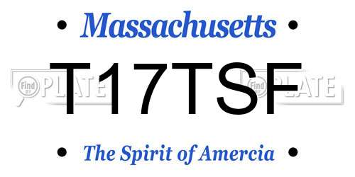 T17TSF Massachusetts License Plate