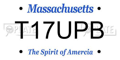 T17UPB Massachusetts License Plate