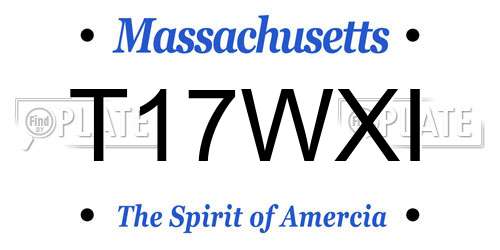 T17WXI Massachusetts License Plate