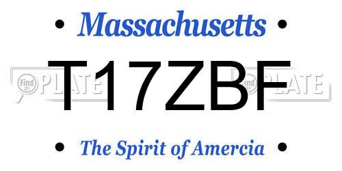T17ZBF Massachusetts License Plate