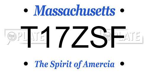T17ZSF Massachusetts License Plate