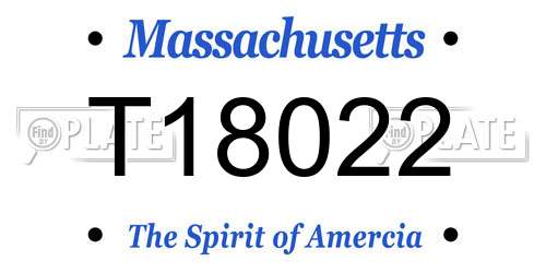 T18022 Massachusetts License Plate