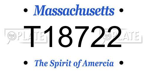 T18722 Massachusetts License Plate