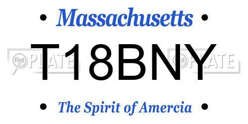 T18BNY Massachusetts License Plate