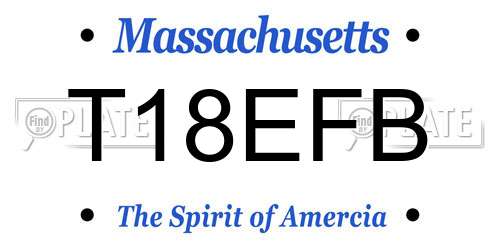 T18EFB Massachusetts License Plate