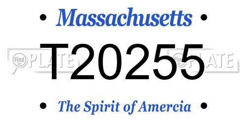 T20255 Massachusetts License Plate