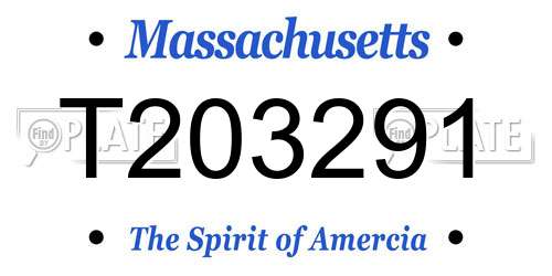 T203291 Massachusetts License Plate