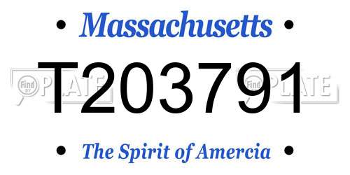 T203791 Massachusetts License Plate