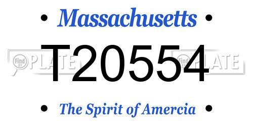 T20554 Massachusetts License Plate