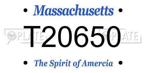 T20650 Massachusetts License Plate