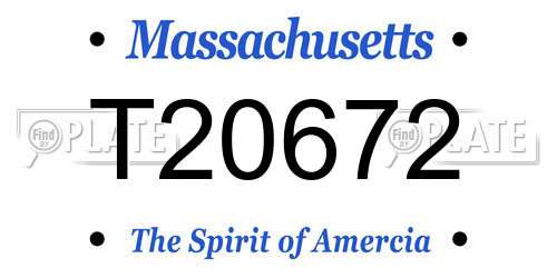T20672 Massachusetts License Plate