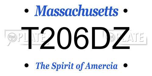 T206DZ Massachusetts License Plate