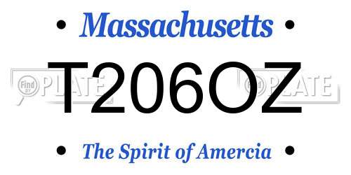 T206OZ Massachusetts License Plate