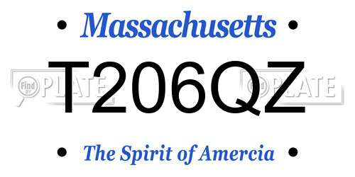 T206QZ Massachusetts License Plate