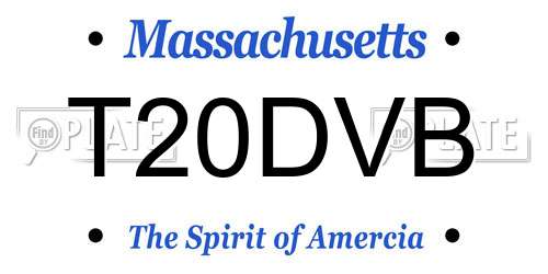 T20DVB Massachusetts License Plate